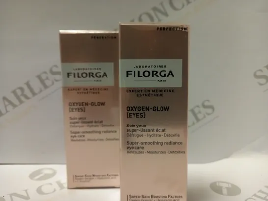 LOT OF 2 X 15ML FILORGA OXYGEN-GLOW SUPER SMOOTHING RADIANCE EYE CARE