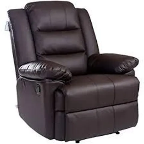 BOXED DESIGNER LOXLEY BROWN LEATHER MANUAL RECLINING EASY CHAIR (1 BOX)