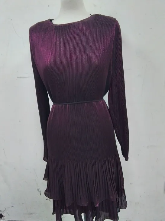 ROMAN PLEATED MINI DRESS IN MAGENTA - 14