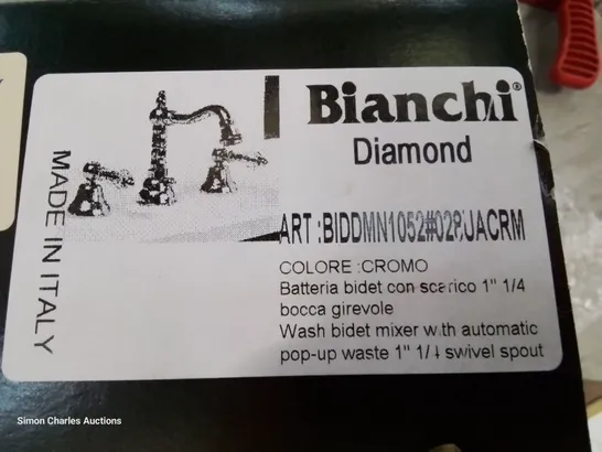 BOXED BIANCHI DIAMOND CHROME WASH BIDET MIXER WITH AUTOMATIC POP UP WASTE