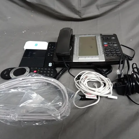 APPROX 15 ASSORTED ITEMS TO INCLUDE REMOTE CONTROLS, CABLES AND TELEPHONES