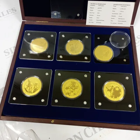 SET OF 6 EQUATORIAL GUINEA GOLD 999 40MM DISCS