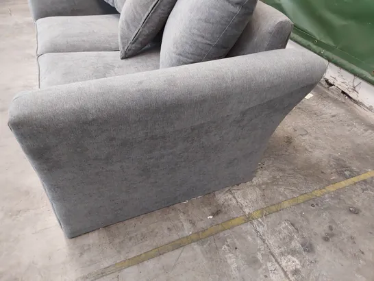 DESIGNER TWO SEATER SOFA WITH SCATTER CUSHIONS GREY FABRIC 