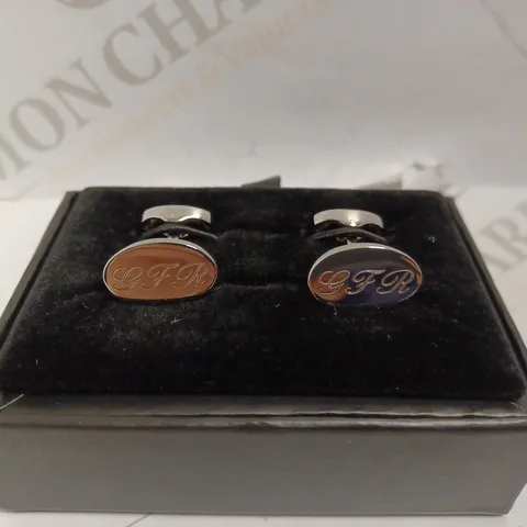 PAIR OF SILVER EFFECT CUFF LINKS - ENGRAVED WITH GFR