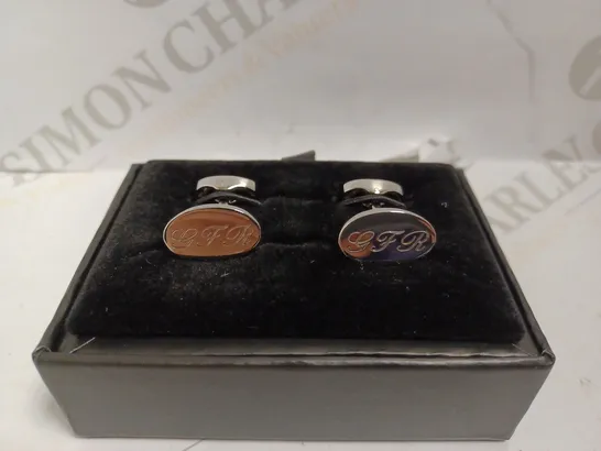 PAIR OF SILVER EFFECT CUFF LINKS - ENGRAVED WITH GFR