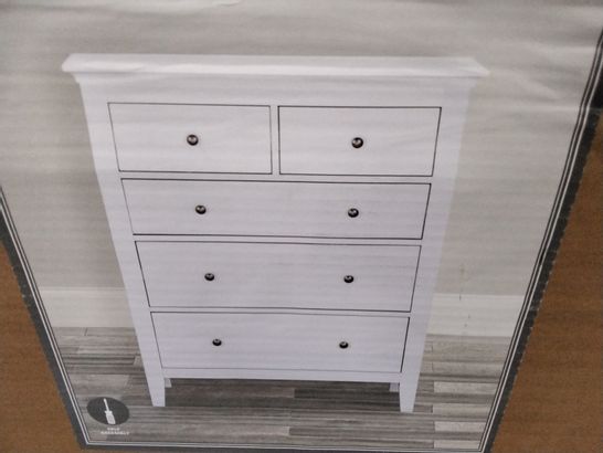 BOXED LYNTON WHITE 5-DRAWER CHEST - 1 BOX