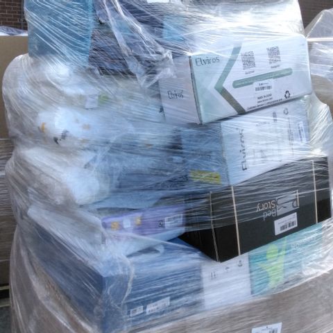 PALLET OF ASSORTED ITEMS INCLUDING CONTOUR MEMORY FOAM CERVICAL PILLOWS, PATTERNED QUILT, BAMBOO MEMORY FOAM CUSHION, CONTOUR MEMORY FOAM PILLOWS