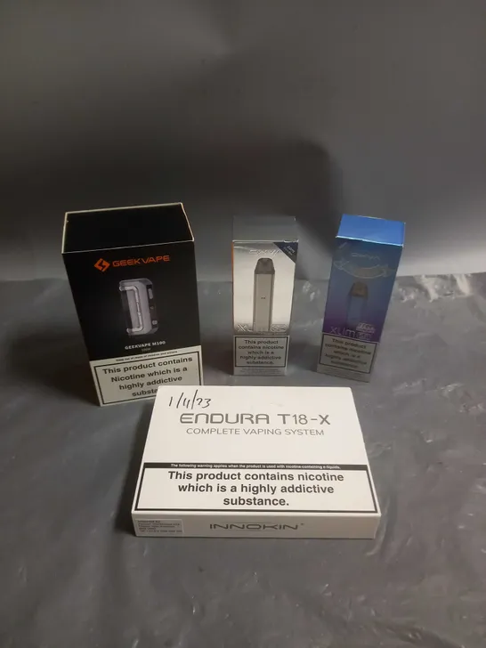 APPROXIMATELY 20 BOXED E-CIGARETTES TO INCLUDE GEEK VAPE, OXVA, INNOKIN ETC 