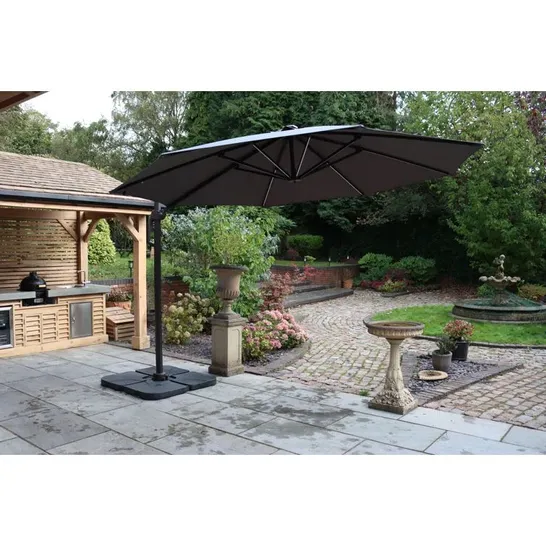 BOXED ALEXIE 350CM LIGHTED CANTILEVER PARASOL IN GREY (1 BOX)