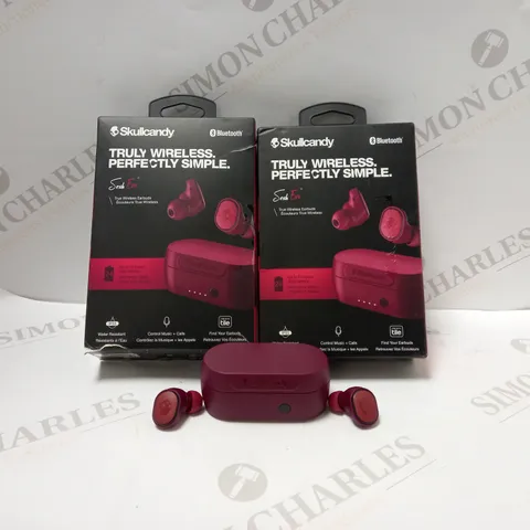 BOX OF 2 SKULLCANDY SESH EVO TRUE WIRELESS BLUETOOTH IN-EAR EARBUD CERT REFURB-DEEP RED