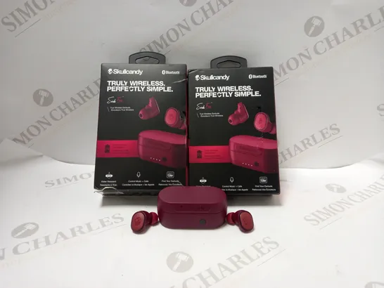 BOX OF 2 SKULLCANDY SESH EVO TRUE WIRELESS BLUETOOTH IN-EAR EARBUD CERT REFURB-DEEP RED