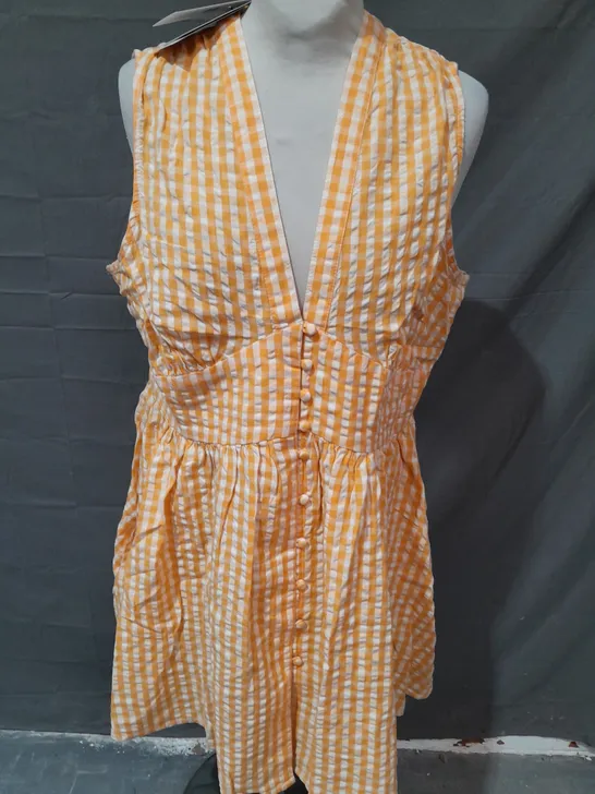 NOBODYS CHILD PETITE STARLIGHT DRESS IN YELLOW GINGHAM CHECK - UK 14