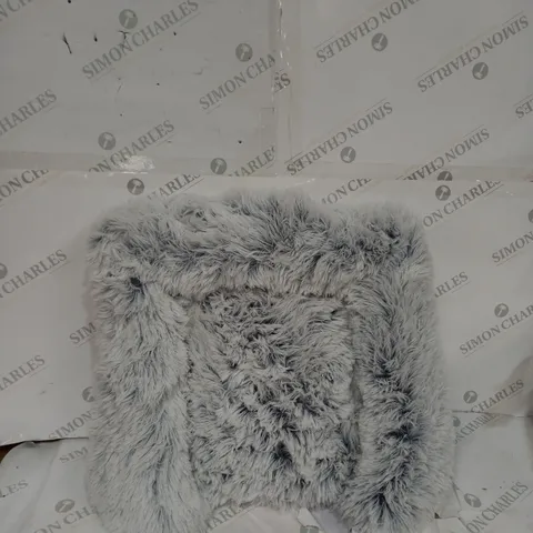 GREY AND WHITE FLUFFY DOG BED 