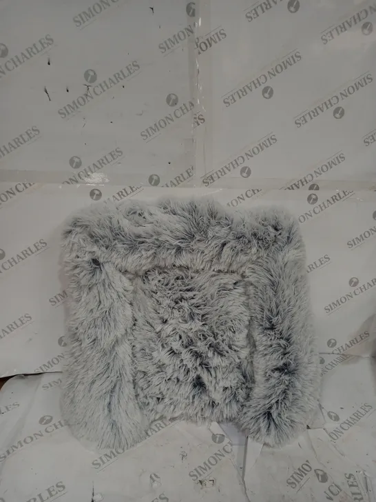 GREY AND WHITE FLUFFY DOG BED 