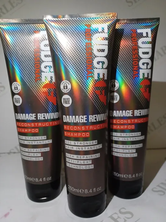 LOT OF APPROX 7 X 250ML FUDGE DAMAGE REWIND RECONSTRUCTING SHAMPOO