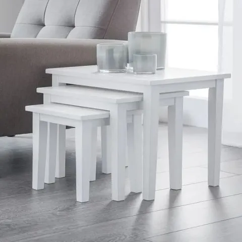 CADEE WOODEN SET OF 3 NEST OF TABLES IN WHITE 48X33CM