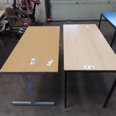 2 SET OF WOODEN TABLES WITH GREY AND BLACK LEGS 