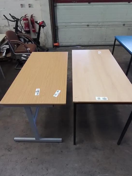 2 SET OF WOODEN TABLES WITH GREY AND BLACK LEGS 