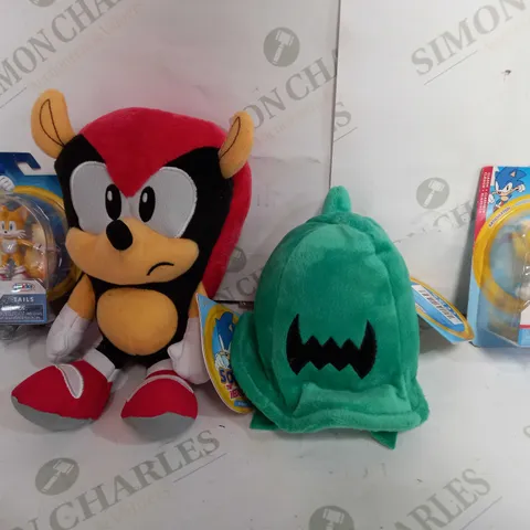 SET OF 4 SONIC THE HEADHOG ITEMS TO INCLUDE - PLUSHY MIGHTY - PLUSHY JADE WHISP - JAKKS SUPER SONIC FIGURE ECT 