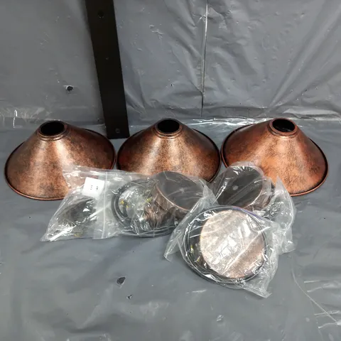 SET OF 3 HALF LAMP SHADES WITH COPPER EFFECT