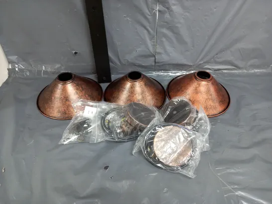 SET OF 3 HALF LAMP SHADES WITH COPPER EFFECT