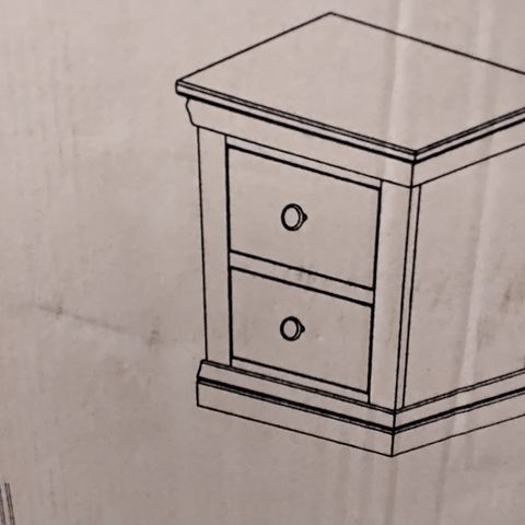 BOXED DIAL 2 DRAWER BEDSIDE TABLE