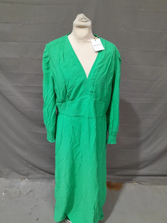 WHISTLES BRIGHT GREEN SULA MIDI DRESS - UK 14 