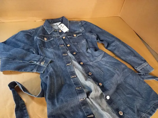 MISS SELFRIDGE DENIM BELTED SHIRT DRESS IN MID WASH - UK 14