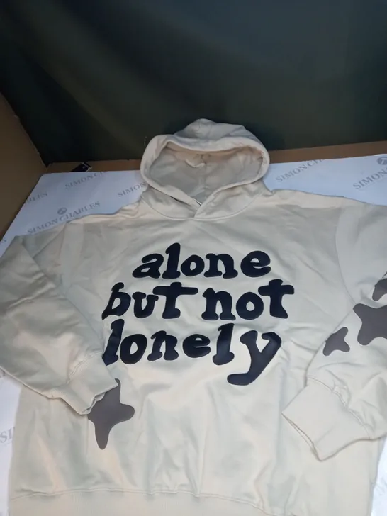 BROKEN PLANET SLOGAN BIEGE HOODIE SIZE L