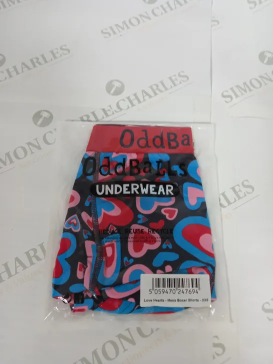 ODDBALLS LOVE HEARTS MENS BOXER SHORTS SIZE XXS