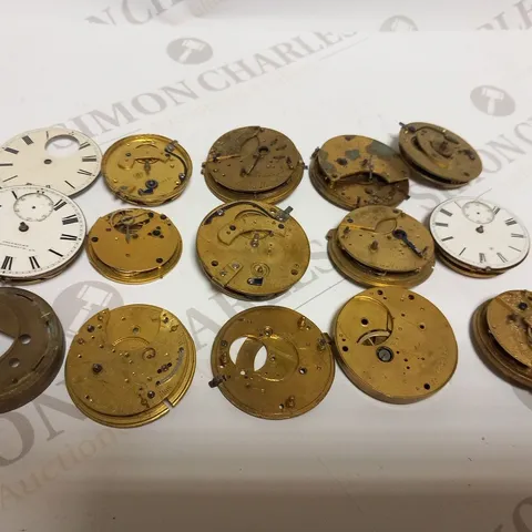 LARGE QUANTITY OF ASSORTED ANTIQUE WATCH PARTS TO INCLUDE;  WILL BALL MANCHESTER, MR LAMPER STOW, WAINWRIGHT LEICESTER AND JAMES HAUGHTON LIVERPOOL