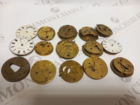 LARGE QUANTITY OF ASSORTED ANTIQUE WATCH PARTS TO INCLUDE;  WILL BALL MANCHESTER, MR LAMPER STOW, WAINWRIGHT LEICESTER AND JAMES HAUGHTON LIVERPOOL