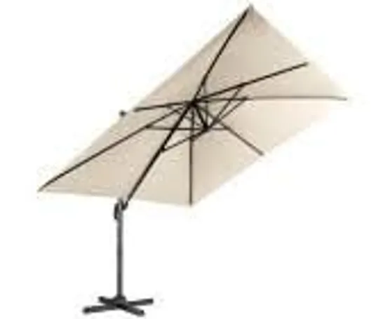 BOXED COSTWAY 10 X 10 FT CANTILEVER OFFSET SQUARE PATIO UMBRELLA TILT CRANK 360° OUTDOOR BEIGE