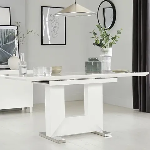 BOXED DESIGNER FLORENCE WHITE HIGH GLOSS 120-160CM EXTENDING DINING TABLE ( 2 OF 2 BOXES)