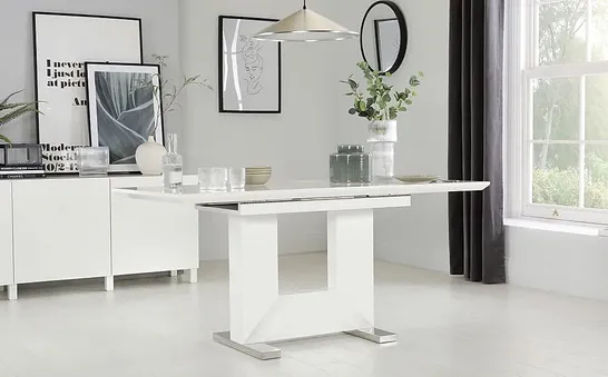 BOXED DESIGNER FLORENCE WHITE HIGH GLOSS 120-160CM EXTENDING DINING TABLE ( 2 OF 2 BOXES)