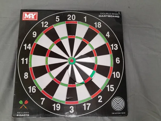 BOXED M.Y DOUBLE SIDED DARTBOARD