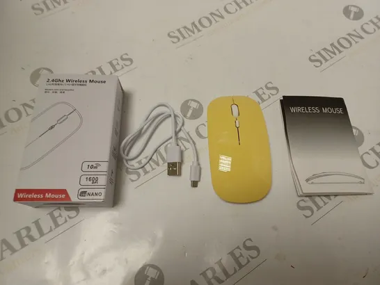 BOXED 2.4GHZ WIRELESS MOUSE WITH NANO DONGLE, USB CABLE AND INSTRUCTIONS