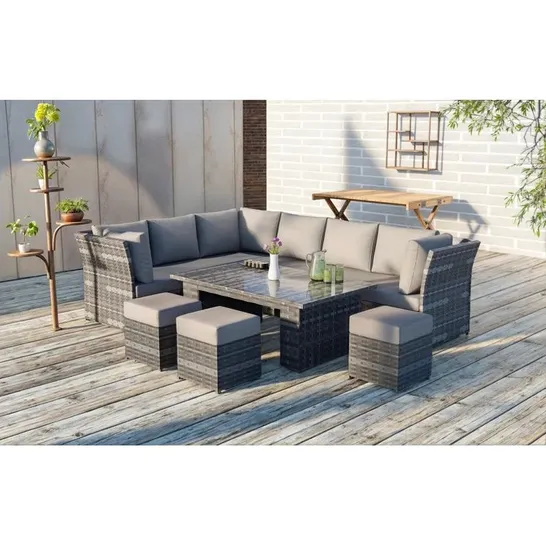 BOXED WINTERTON OUTDOOR ARM RECLINING RISING DINING TABLE SET (3 BOXES)