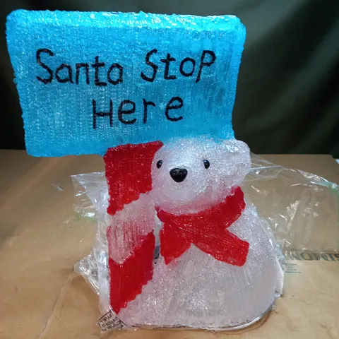 JOHN LEWIS SANTA STOP HERE ACRYLIC POLAR BEAR 