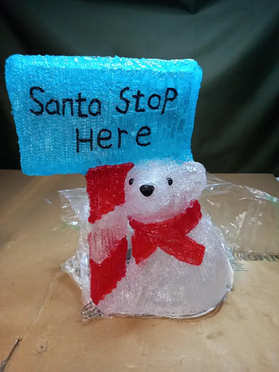 JOHN LEWIS SANTA STOP HERE ACRYLIC POLAR BEAR 