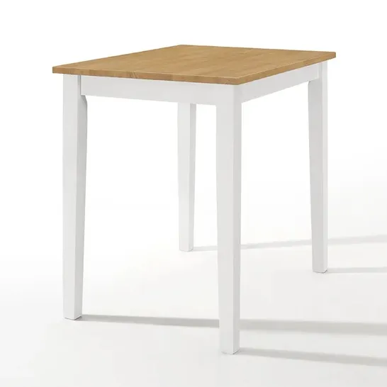 BOXED MCNEILL 80CM SOLID WOOD DINING TABLE IN LIGHT OAK/WHITE (1 BOX)