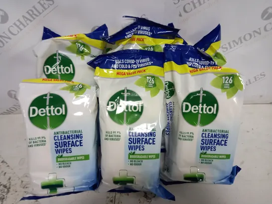 LOT OF 6 126 WIPE PACKS OF DETTOL SURFACE WIPES