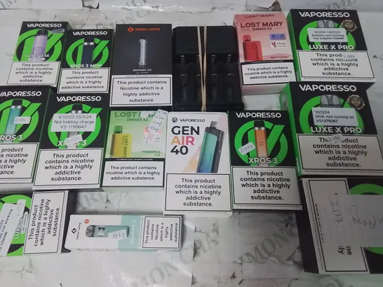 LOT OF ASSORTED E-CIGS AND PARTS TO INCLUDE VAPORESSO, OXVA AND ASPIRE