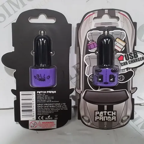 LOT OF APPROXIMATELY 32 PATCH PANDA USB CAR CHARGERS - PURPLE