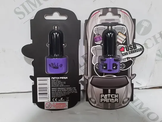 LOT OF APPROXIMATELY 32 PATCH PANDA USB CAR CHARGERS - PURPLE