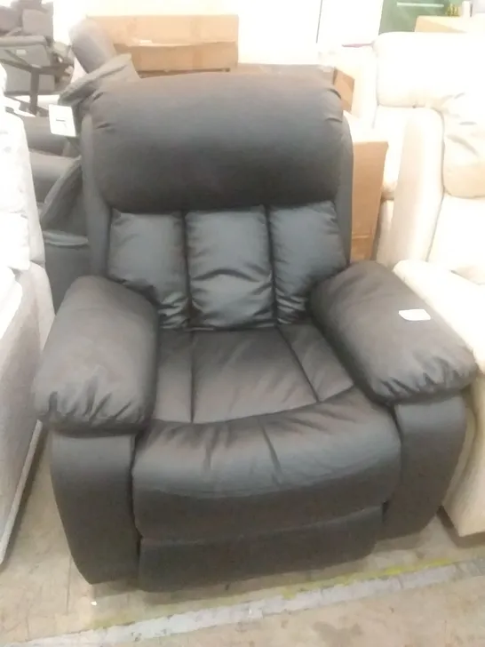 DESIGNER BLACK FAUX LEATHER POWER RECLINING ARMCHAIR 