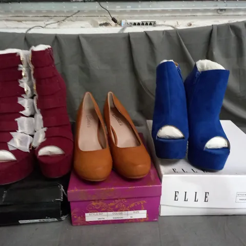 APPROXIMATELY 9 PAIRS OF ASSORTED SHOES IN VARIOUS STYLES AND SIZES