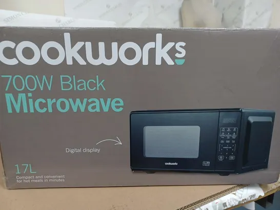 BOXED COOKWORKS 700W BLACK MICROWAVE 17L