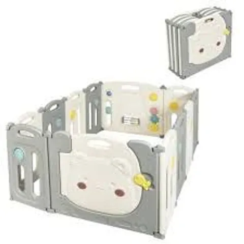 BOXED COSTWAY 16-PANEL BABY PLAYPEN KIDS ACTIVITY CENTER PLAY YARD W/LOCK DOOR FOR INDOOR OUTDOOR (1 BOX)