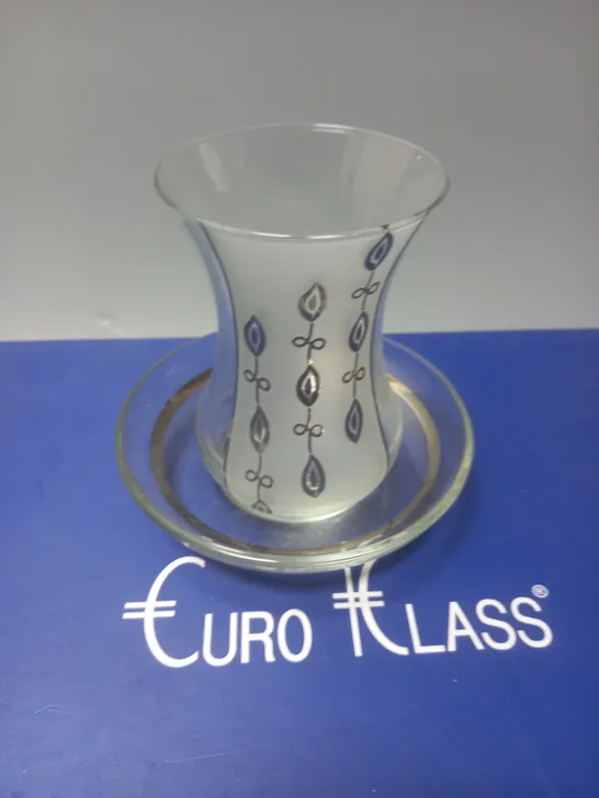 EURO GLASS 6-PIECE CUP AND SAUCER SET